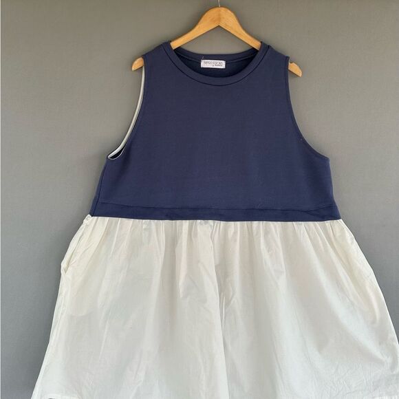 🎉5 for $45🎉 Impressionas Tunic Dress Women Size 1XL Blue White - Picture 2 of 9